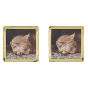 PET LOVE Gold Square Cufflinks