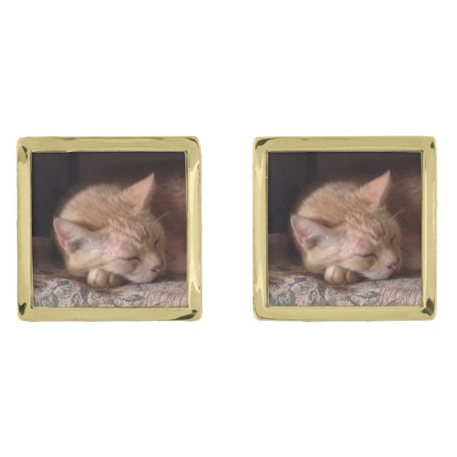 PET LOVE Gold Square Cufflinks (Front)