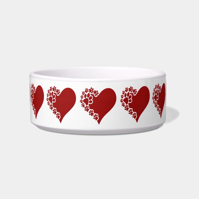 Pet Love Hearts White Bowl (Front)