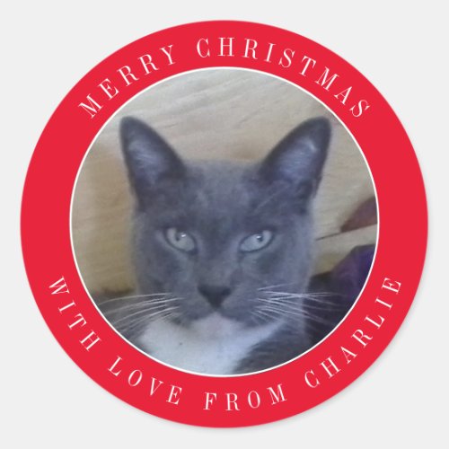 PET LOVE Large Round Christmas Stickers  Red