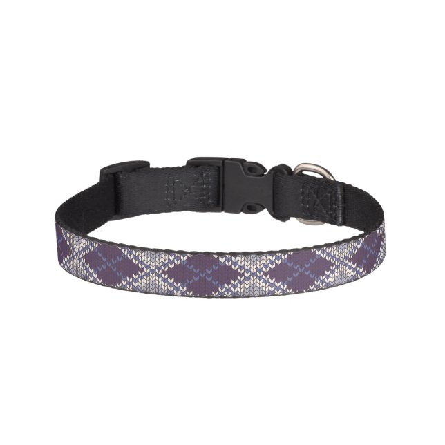 PET LOVE Pet Collar - Plum Argyle Knit (Front)