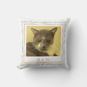 PET LOVE Pet Photo Throw Pillow + Text / Rainbow