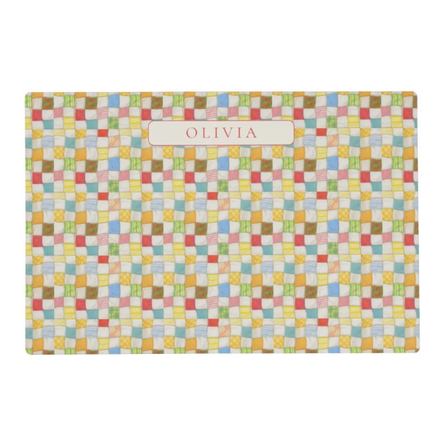 PET LOVE Pet Placemat / Crazy Quilt (Front)