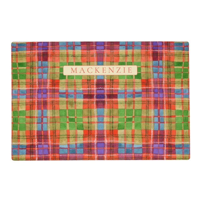 PET LOVE Pet Placemat / Mac Rae Tartan (Front)
