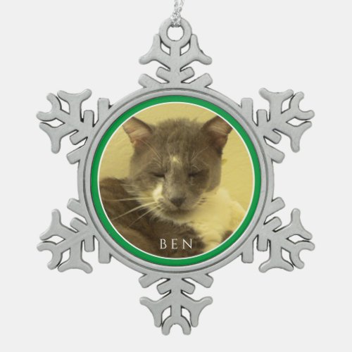 PET LOVE Pewter Snowflake Ornament  Green