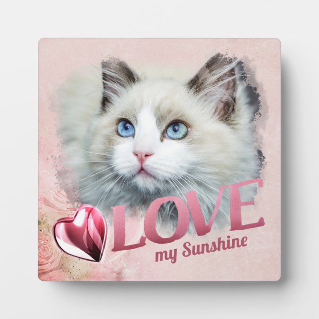 Pet Love Photo Display Pink, Heart & Love - Square Plaque (Front)