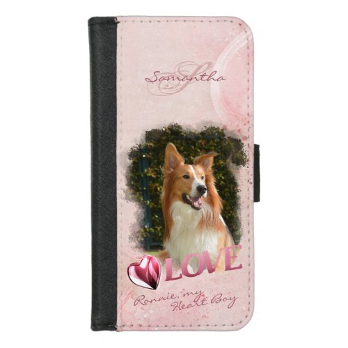 Pet Love Photo Template in Pink Heart  Love _ iPhone 87 Wallet Case