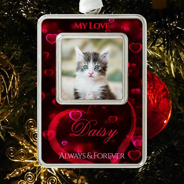 Pet Love Tribute or Memorial, Red Glowing Hearts - Christmas Ornament (Creator Uploaded)