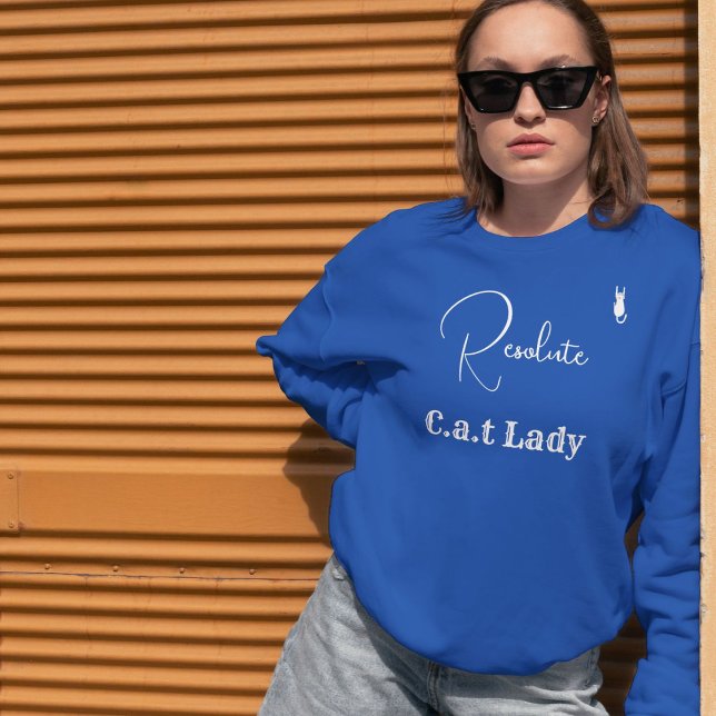 Pet Lover Blue And White Script Customized Cat Mom Sweatshirt (Creator Uploaded)