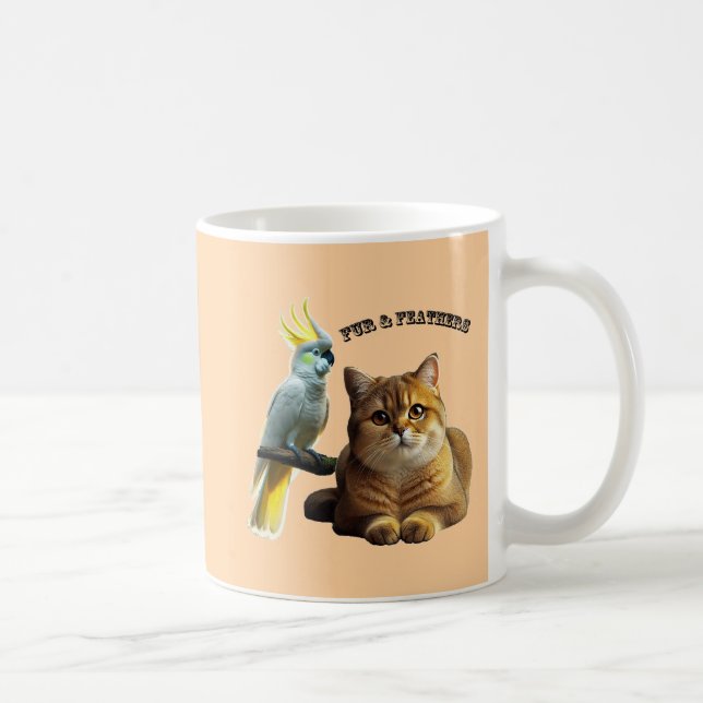 Pet Lover British Shorthair Cat & Cockatoo Bird Coffee Mug (Right)
