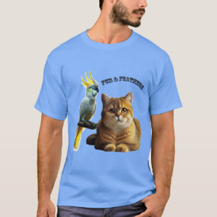 Pet Lover British Shorthair Cat & Cockatoo Bird T-Shirt