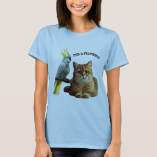 Pet Lover British Shorthair Cat & Cockatoo Bird T-Shirt