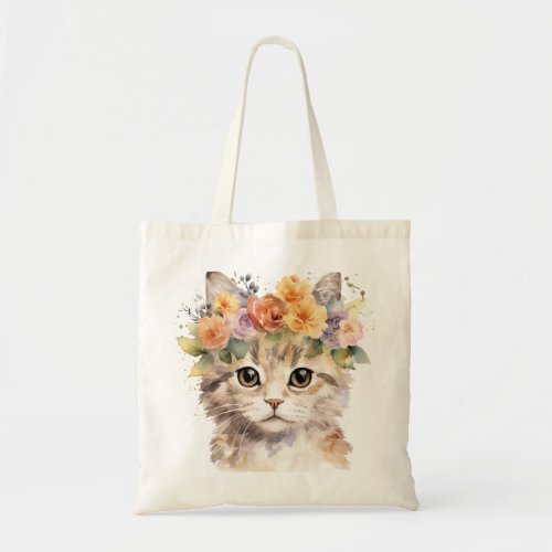 pet lover cat foral Tote Bag
