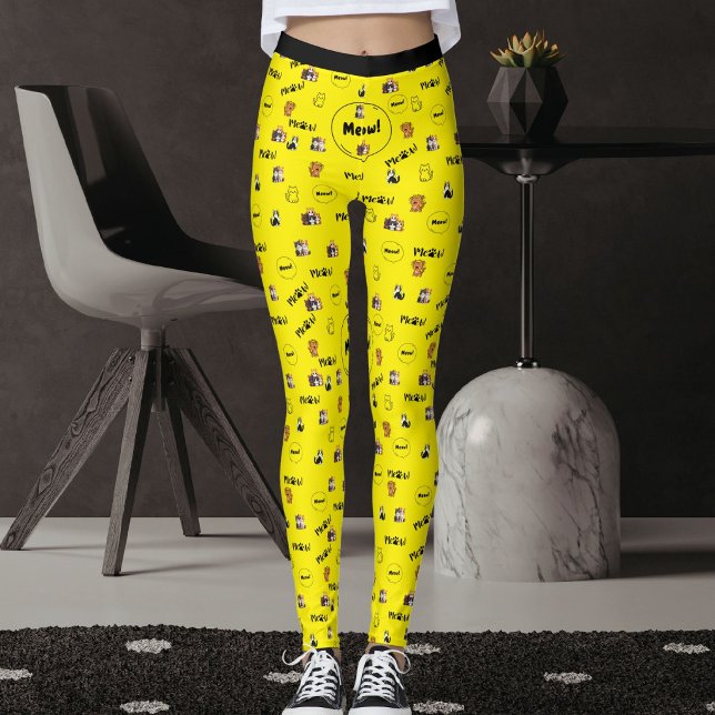 Pet Lover Colorful Kitty Feline Meow Cat Pattern Leggings (Creator Uploaded)