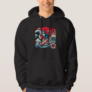 Pet Lover Flower Sunset Japanese Wave Art Surfing Hoodie