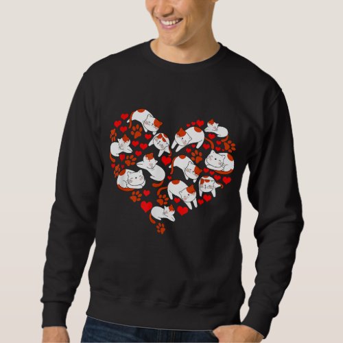 Pet Lover Gift Idea Cat Heart Animal Love Valentin Sweatshirt