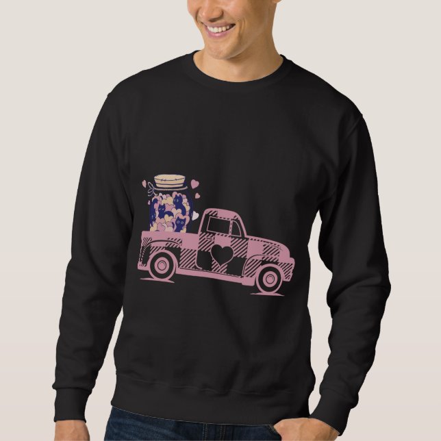 Pet Lover Gift Idea Valentine's Day Cat Jar Red Tr Sweatshirt (Front)