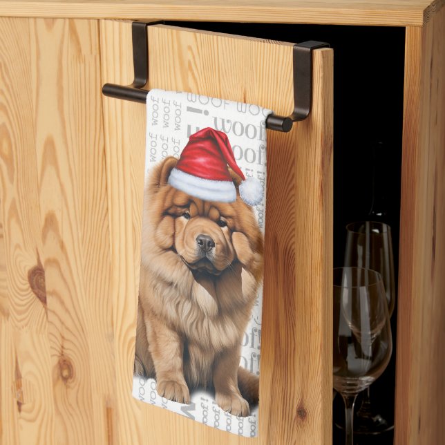 Pet Lover Holiday Chow Chow Dog Christmas Kitchen Towel (Thirds Fold)