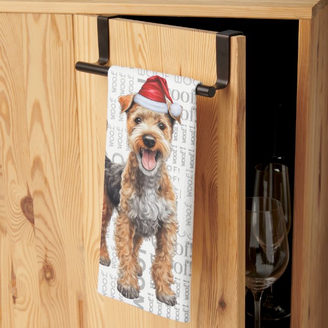 Pet Lover Holiday Lakeland Terrier Dog Christmas Kitchen Towel (Thirds Fold)