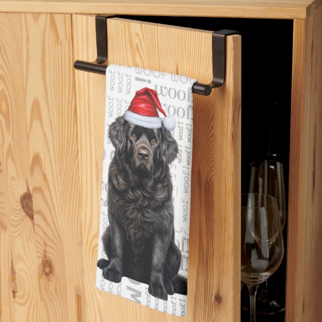 Pet Lover Holiday Newfoundland Dog Christmas Kitchen Towel (Thirds Fold)