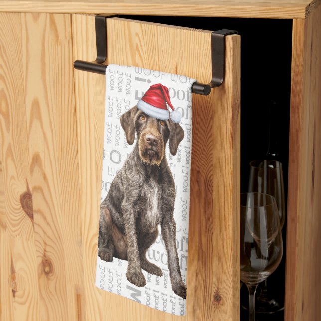 Pet Lover Holiday Wirehair Pointer Dog Christmas Kitchen Towel (Thirds Fold)