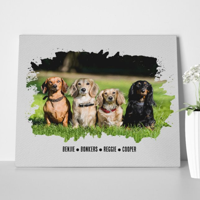 Pet Lover Mama Dog Cat Parent Photo Name Canvas Print (Creator Uploaded)