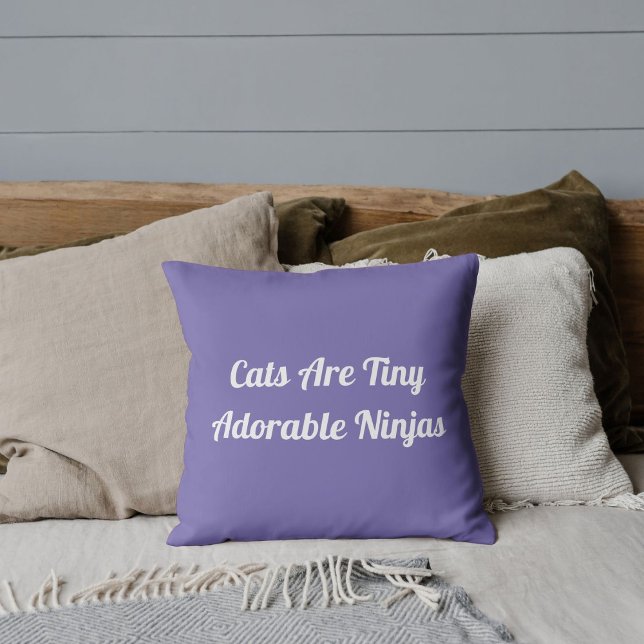 Pet Lover Modern DIY Funny Cat Quote On Periwinkle Throw Pillow (Creator Uploaded)