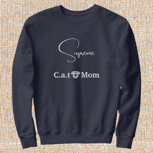 Pet Lover Navy Blue White Script Custom Cat Mom  Sweatshirt