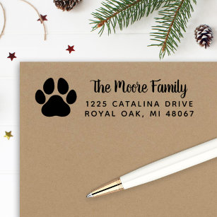 Pet Lover Paw Print Family Return Address Self-inking Stamp