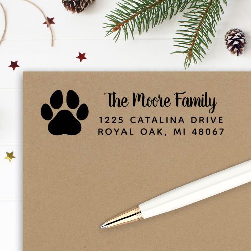 Pet Lover Paw Print Family Return Address Self_inking Stamp