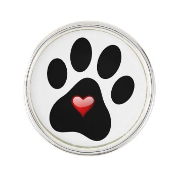 Pet Lover Paw Print & Heart Lapel Pin Adopt Rescue by Sturgils at Zazzle
