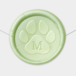 Pet Lover Paw Print Initial Monogram Wax Seal Sticker