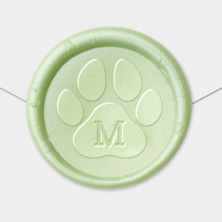 Pet Lover Paw Print Monogram Letter Wax Seal Sticker