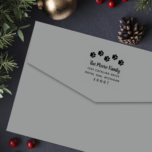Pet Lover Paw Prints Family Return Address Self_inking Stamp