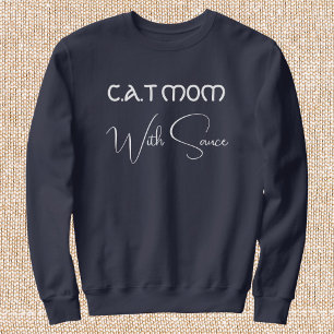 Pet Lover Personalized Script Cat Mom Navy Blue Sweatshirt