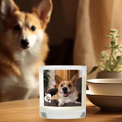 Pet Lover Photo Gift Dog Cat Paw Print Scented Candle