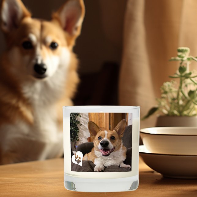 Pet Lover Photo Gift Dog Cat Paw Print Scented Candle (Creator Uploaded)