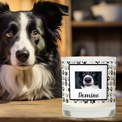 Pet Lover Photo Gift Dog Cat Paw Prints Scented Candle