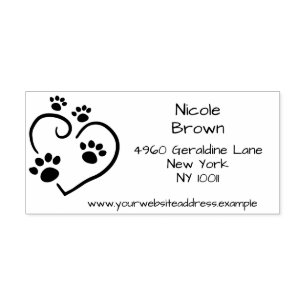 Pet Lover Return Address with Paw Prints & Heart Self-inking Stamp