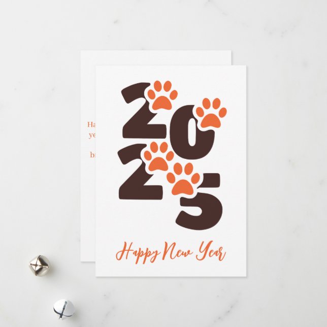 Pet Lover simple happy new years cards 2025 (Front/Back In Situ)