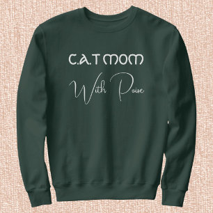 Pet Lover White Script Deep Forest Custom Cat Mom Sweatshirt