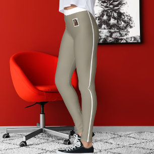 Pet Lover White Stripe Earthy Taupe Personalized Leggings