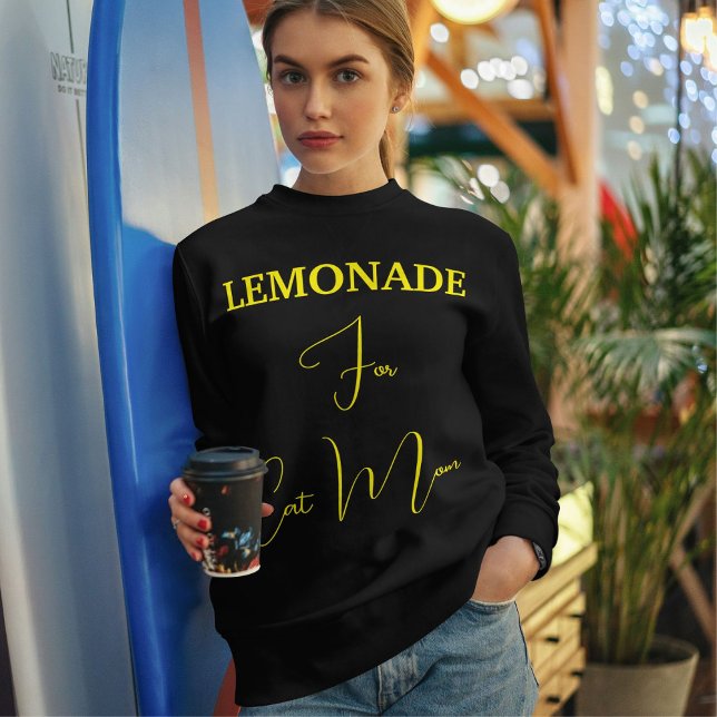 Pet Lover Yellow Script Cat Mom Customized Black Sweatshirt (Creator Uploaded)