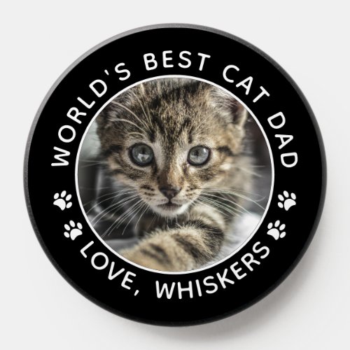 Pet Lovers Best Cat Dad Personalized Photo PopSocket