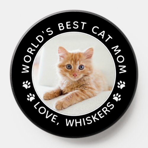 Pet Lovers Best Cat Mom Personalized Photo PopSocket