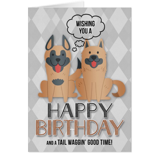 Pet Lover's Birthday Cute Cartoon Dogs (Front)