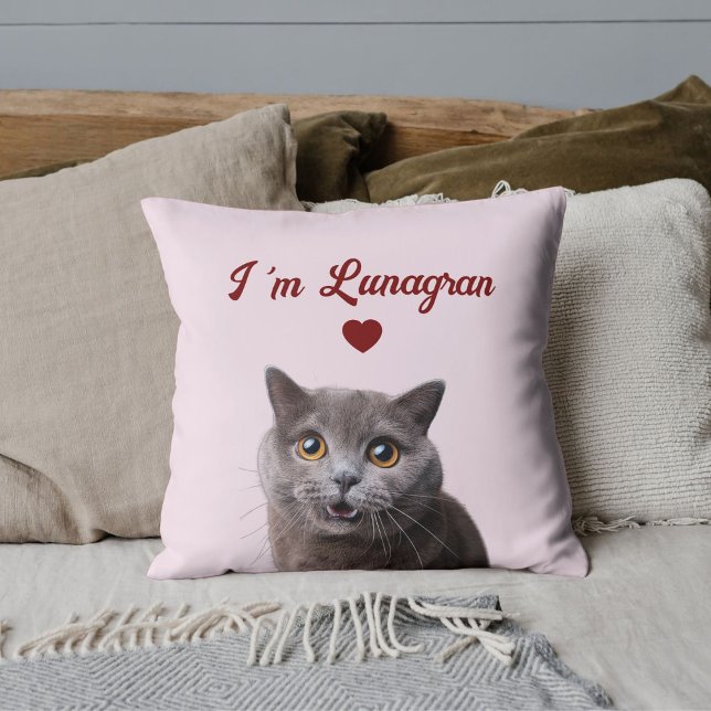 Pet Lovers Cat Photo Red Heart Valentine's Day DIY Throw Pillow (Creator Uploaded)