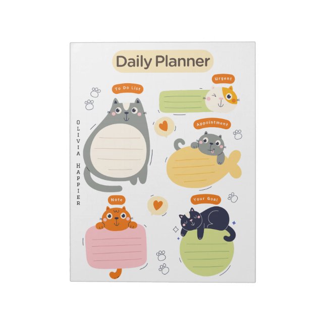 Pet Lover's Chic & Colorful Daily Planner  Notepad (Rotated)