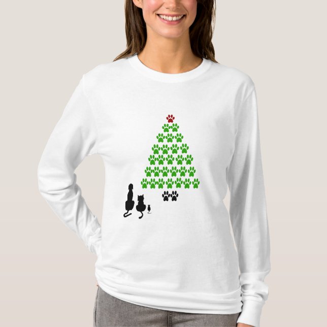 Pet Lover's Christmas Tree T-Shirt (Front)
