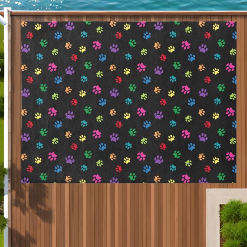 Pet Lovers Colorful Paw Prints Pattern Outdoor Rug
